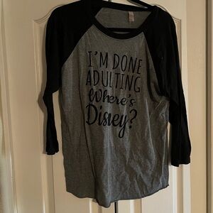 Gray and Black Raglan Tee with Disney Print